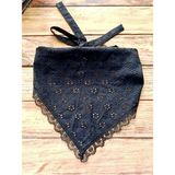 Mufin Collection Bağcıklı Dantel Fisto Bandana | El Yapımı - 0 - 001-Siyah