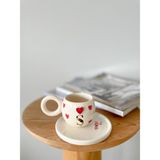 Mug Tasarım 24 K Altın Yaldız Double El Yapımı Seramik Türk Kahvesi Fincanı - Ş Harfi - Kırmızı