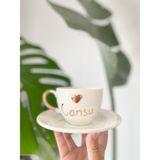 Mug Tasarım 24K Altın Yaldızlı Cansu Isimli Porselen Nescafe Fincanı