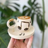 Mug Tasarım El Yapımı 24K Altın Yaldızlı Double Notalı Türk Kahvesi Fincanı