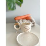 Mug Tasarım Mugtasarım 24 K Altın Yaldız Tavşanlı El Yapımı Seramik Double Türk Kahvesi Fincanı