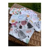 mugaSA - %100 Organik Pamuk, Bebek Mama Önlüğü, Fular, Yakalık, 2 Katlı Muslin, 5''li Set (KIZ BEBEK)