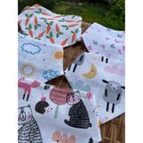 Mugasa - %100 Organik Pamuk, Bebek Mama Önlüğü, Muslin Fular, 5'li Set - 0 - 1 Yaş - Beyaz - Pembe