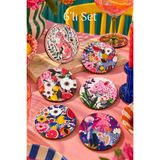 mugbuddy Wild Garden Dekoratif Bardak Altlığı 6’lı Set – 9 cm, 3 mm Ahşap MDF, Dijital Baskı