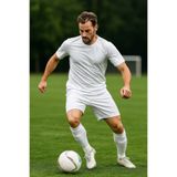 mugees Erkek Beyaz Futbol Şortu ve Çorap Seti - Spor Antrenman ve Maç Kombini