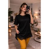Mügerella Oversize Salaş Bluz Şık Saten Kat ve Dantel Tasarım