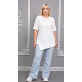 Mügerella Yumuşak Dokulu Salaş Kesim Büyük Beden Bluz Günlük Şık Oversize Kadın Basic Bluz
