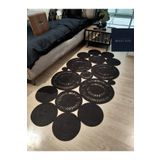 MUGG LİFE Antenor Siyah Jüt Hasır Modern Yeni nesil Özel Tasarım Şık Kilim Halat İp Halı Paspas Yolluk