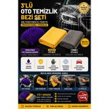 Muggio 3’lü Profesyonel Oto Temizlik Seti Mikrofiber Eldiven + Güderi Bez + Tank Oto Bezi