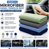 Muggio 40X60 Mikrofiber Genel Temizlik Bezi Oto Iç Dış Temizlik Bezi Iz Tüy Hav Bırakmaz 1 Adet - Çok Renkli