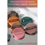 Muggio 5'li Tutmalı Makyaj Pudra Süngeri, Yuvarlak, Islak ve Kuru Kullanımlı, 5x5 cm, Yeşil Kahve Sarı Pembe