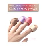 Muggio Parmak Makyaj Süngeri - Mini Puf Kapatıcı Pudra Süngeri 4 Adet