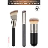 Muggio Trio 3'lü Premium Fondöten, Kapatıcı ve Allık Kabuki Makyaj Fırça Seti