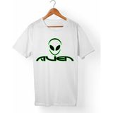 Muggkuppa Alien Unisex-Erkek Beyaz T-Shirt