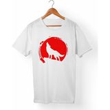 Muggkuppa Ay Yıldız Türk-Bozkurt Unisex-Erkek Beyaz T-Shirt - XL