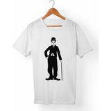 Muggkuppa Charlie Chaplin Unisex-Erkek Beyaz T-Shirt