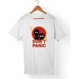 Muggkuppa Don'T Panic Unisex-Erkek Beyaz T-Shirt - XL