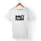 Muggkuppa Don'T Panic Unisex-Erkek Beyaz T-Shirt