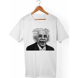 Muggkuppa Einstein Unisex-Erkek Beyaz T-Shirt - XL