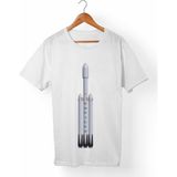 Muggkuppa Falcon Heavy-Space X Unisex-Erkek Beyaz T-Shirt