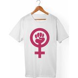 Muggkuppa Feminist Unisex-Erkek Beyaz T-Shirt - L