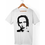Muggkuppa Marilyn Manson Unisex-Erkek Beyaz T-Shirt