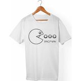 Muggkuppa Pac- Man Unisex-Erkek Beyaz T-Shirt