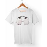 Muggkuppa Penguen Baskılı Unisex-Erkek Beyaz T-Shirt - XL