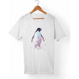 Muggkuppa Penguen Baskılı Unisex-Erkek Beyaz T-Shirt