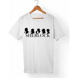 Muggkuppa Sherlock Holmes-Sher Locked Unisex-Erkek Beyaz T-Shirt - XL