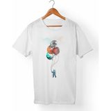 Muggkuppa Spacemans Unisex-Erkek Beyaz T-Shirt - L