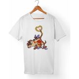 Muggkuppa Tazmanya Canavarı Unisex-Erkek Beyaz T-Shirt