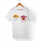 Muggkuppa Umbrella Şemsiye Baskılı Unisex-Erkek Beyaz T-Shirt - XL