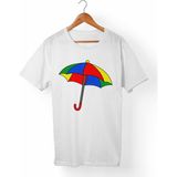 Muggkuppa Umbrella Şemsiye Baskılı Unisex-Erkek Beyaz T-Shirt