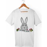 Muggkuppa Vegan-Stop Animal Testing Unisex-Erkek Beyaz T-Shirt - XL