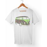 Muggkuppa Vw Bus-Hippie Unisex-Erkek Beyaz T-Shirt - L