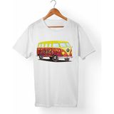 Muggkuppa Vw Bus-Hippie Unisex-Erkek Beyaz T-Shirt - XL