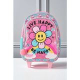 Muggle 2 Bölmeli Live Happy Çekçekli Okul Sırt Çantası Pembe