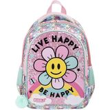 Muggle 2 Bölmeli Live Happy Okul Sırt Çantası Pembe (Mu-9004)