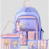 Muggle 2214 Ithal Ürün Üst Kalite Unisex Çocuk Üçlü Set Ilkokul Sırt Çantası - NKT02214-LILA-TEKEBAT