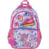 Muggle 3 Bölmeli Girl Power Okul Sırt Çantası Pembe (Mu-9015)