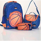 Muggle 5880 Basketbol Temalı 3’lü Okul Çanta Seti (Sırt Çantası + Beslenme Çantası + Kalemlik) – Mavi Turuncu