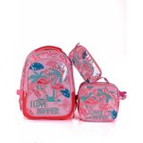 Muggle 7211 Flamingo 3'lü Okul Sırt Çantası Set