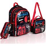 Muggle 9132 Space Expeditions Siyah 3'lü Okul Sırt Çantası Set