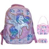 Muggle Bubbles Purple Unicorn Okul Çantası Üçlü Set