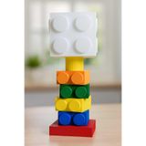 muggle design Renkli LEGO Blok Lamba – Dekoratif Gece Lambası Çocuk Odası & Retro Tasarım (45 cm) Beyaz Tek Ebat