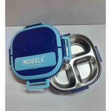 Muggle Ms-04 304 Paslanmaz Çelik 3 Bölmeli 500 ml Beslenme/ Yemek Kabı - Lacivert - Mavi