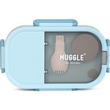 Muggle Ms-22 Paslanmaz Çelik Beslenme Kabı Bölmeli Sızdırmaz 700 Ml. Lunch Box Yemek Saklama Kabı - Mavi