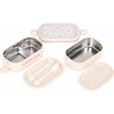 Muggle Ms-28 Paslanmaz Çelik 2 Katlı Beslenme Kabı Bölmeli Sızdırmaz 1550 Ml. Lunch Box Yemek Saklama Kabı - Bej