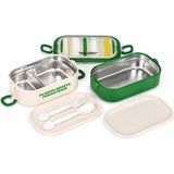 Muggle Ms-28 Paslanmaz Çelik 2 Katlı Beslenme Kabı Bölmeli Sızdırmaz 1550 Ml. Lunch Box Yemek Saklama Kabı - Yeşil